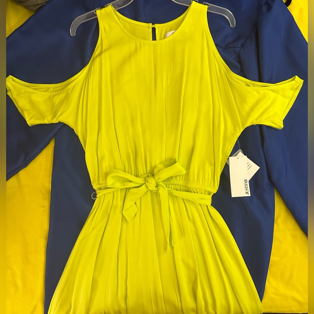 NWT Small Neon Yellow JUSTFAB Maxi Dress. - Picture 3 of 9